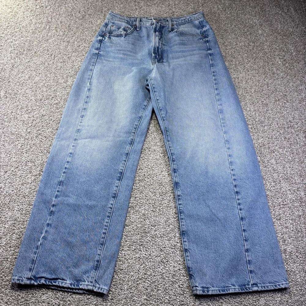 Mother The Half-Pipe Ankle Jeans Womens 27 Blue Light Wash Wide Leg Denim